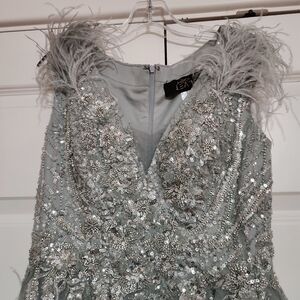 Silver Sequin Feather Dress
